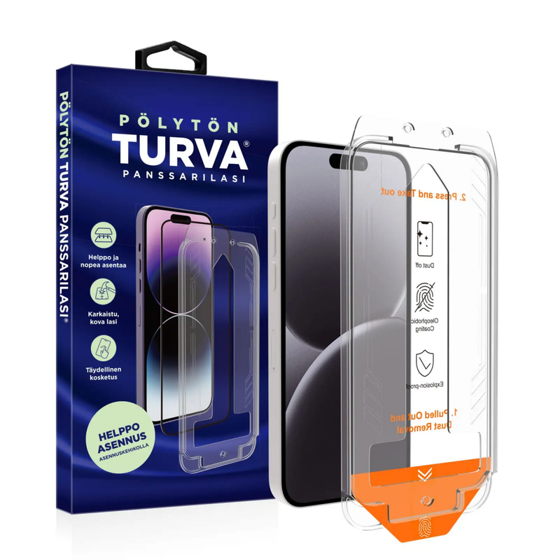 iPhone 16 Pro Max P&ouml;lyt&ouml;n Turva panssarilasi&reg; koko n&auml;yt&ouml;lle